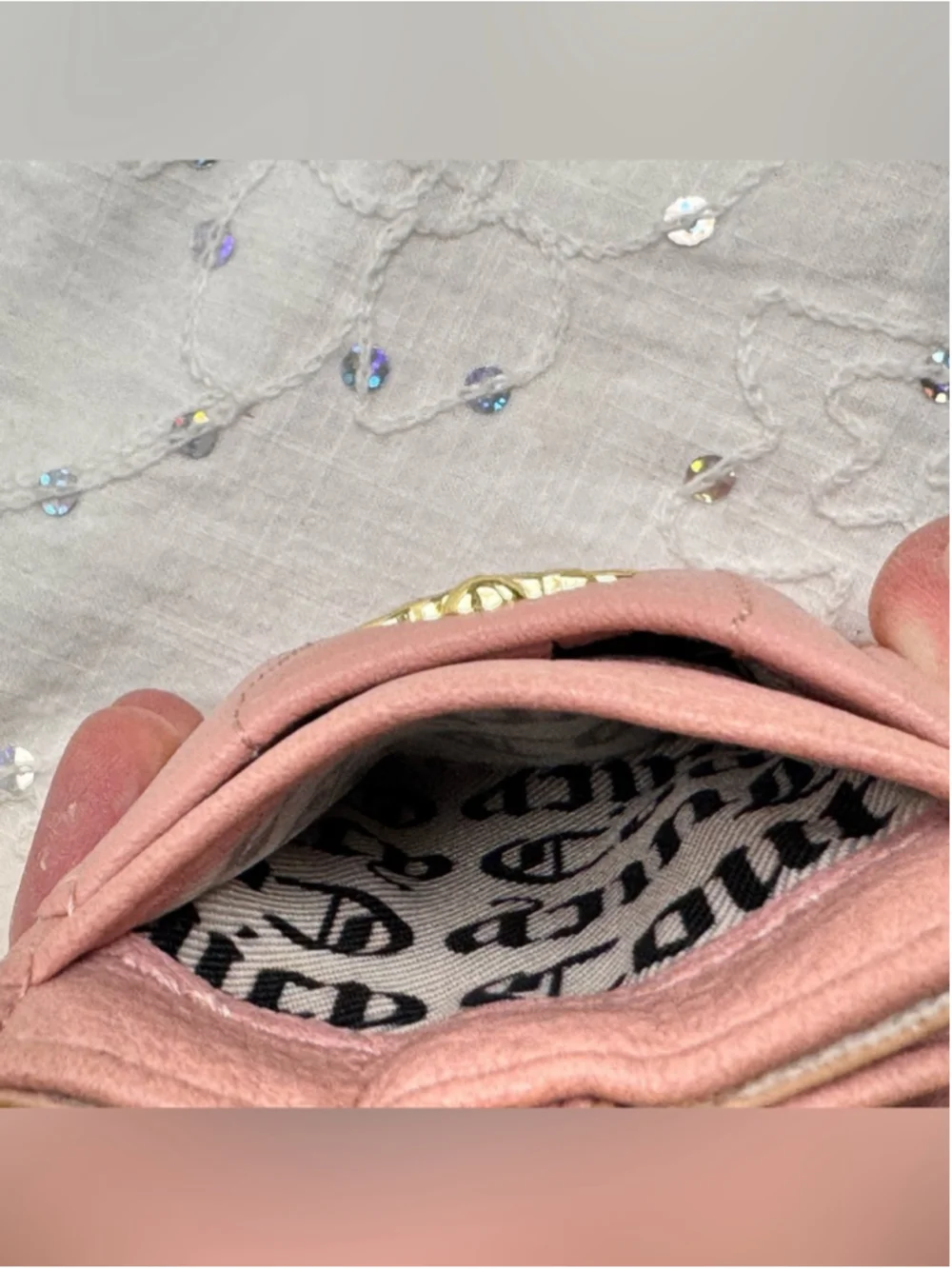 Juicy Couture Pink Crown Lanyard Card Holder ID Badge Wallet Faux Leather